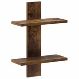 vidaXL - Wandplank - Gerookt - eiken - 30 x 13.5 x 43 cm - Bewerkt hout