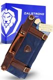 Dalstrong Nomad Knife Roll - 12oz Heavy Duty Canvas & Top Grain Leather Roll Bag - 13 Slots - Binnen- en Achterzakken met ritssluiting - Blade Travel Storage/Case (Dalstrong Blue)