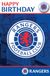 Rangers FC Happy Birthday-kaart met badge, Glasgow Rangers voetbalfankaart voor verjaardag