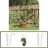 vidaXL Plantensteunen - 5 stuks - met 3 ringen - 60 cm - staal - groen