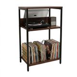 Relaxdays Platenspeler tafel - 65x40x30 cm - bruin en zwart