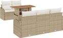 vidaXL Tuinbank Set 6-delig Beige/Crème Polyrattan