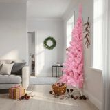 Prolenta Maison Exclusive - Kunstkerstboom, half, met standaard, roze, 240 cm, PVC