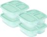 Plasticforte Vershoudbakje - 4x - 3-vaks - 1,2L - meal prep - herbruikbaar - mint groen - vaatwasser bestendig - magnetron bakjes