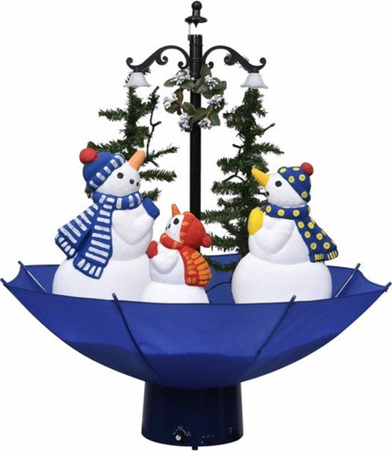 vidaXL Kerstboom sneeuwend met paraplubasis 75 cm PVC blauw