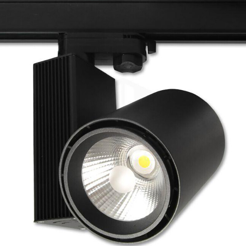 BES LED LED Railverlichting - Track Spot - Prixa Oron - 30W - 3 Fase - Rond - Warm Wit 3000K - Mat Zwart - Aluminium