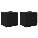 vidaXL Bedkast - 2 stuks - Zwart Eiken - 40 x 39 x 40 cm - Bewerkt Hout