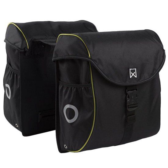 WILLEX 300 serie Dubbele Fietstas - 38 l - Zwart/Geel - Incl. Regenhoes