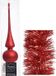 Decoris Kaemingk B.V. Kerstversiering glazen piek mat 26 cm en folieslingers pakket rood van 3x stuks