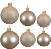 Kaemingk B.V. Ensemble complet de boules de Noël en verre champagne brillant/mat 26x pièces - 10x 6 cm - 12x 8 cm - 4x 10 cm