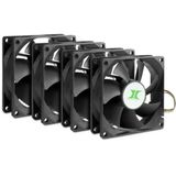 Inter-Tech 88887290 Ventilateur de boîtier d'ordinateur 8cm Noir Lot de 4