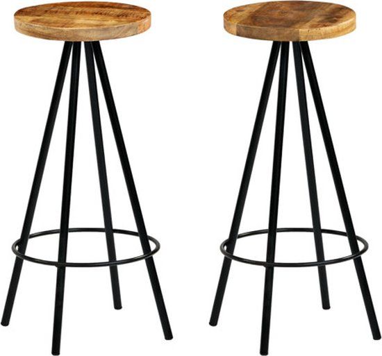 vidaXL Barkrukken - 2 stuks - Massief Mangohout
