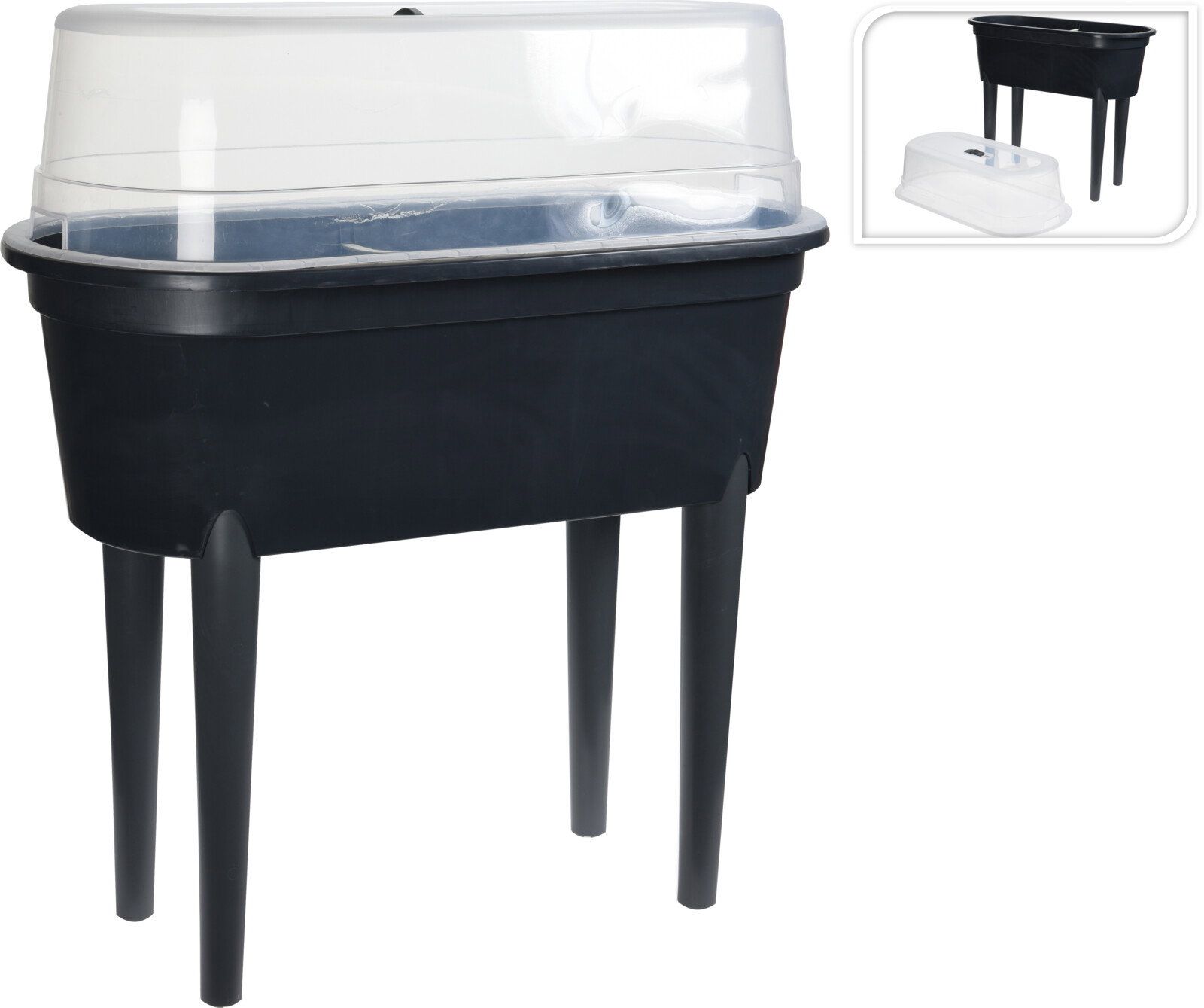 Nampook Gardalux Kweektafel op poten 77 x 40 x 83 cm - Zwart - Kunststof - Met deksel