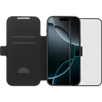 BlueBuilt Apple iPhone 17 Pro Max Book Case Leer Zwart + Screenprotector Glas