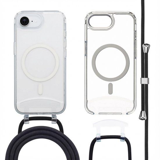 imoshion Hoesje - Geschikt voor iPhone 17e / 16e - Geschikt voor MagSafe Backcover met afneembaar koord - Transparant