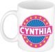 Bellatio Decorations - Cynthia voornaam - koffiemok - beker - wit/roze - 300 ml