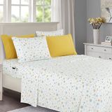 Elegant Comfort 6-delige zachte beddengoedset van hotelkwaliteit 1500 microvezel, zacht, kreuk- en kleurvast, vakantiepatroon (sneeuwvlok goudkleurig)