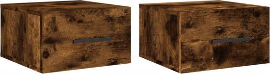 vidaXL Nachtkastjes - Set van 2 - Wandgemonteerd - 35x35x20 cm - Gerookt Eikenkleur