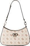 GUESS Emelie Logo Top Zip Shoulder Bag Vanilla Logo crème