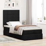 VidaXL Ottoman Bed with Mattress Black Fabric 90x190cm