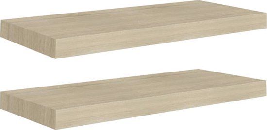 vidaXL Zwevende Wandschappen - 2 stuks - 60x23,5x3,8 cm - MDF - Eikenkleurig
