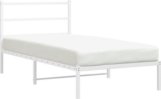VidaXL Bedframe Metaal met Hoofdbord Wit 100x190 cm