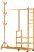 Yorbay Kapstok bamboe kledingrek met wieltjes, met kledingstang, 3 planken en 6 haken, boomvorm, 100 x 38 x 176 cm, naturel
