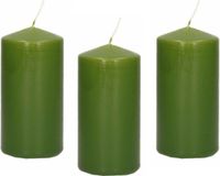 Trend Candles Bougie cylindrique/bougie tronc - 12x - vert olive - 6 x 12 cm - 40 heures de combustion