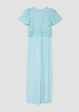 s.Oliver Jumpsuit Lichtblauw Kinderen Polyester Viscose Ronde hals Lange mouw Effen Verborgen rits Maat 146