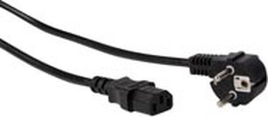 Perel Voedingskabel - 2 m - Type E/F 90° naar C13 - Zwart
