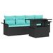 vidaXL Banc de jardin 5 pcs Noir Poly rotin