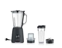 Severin SM3724 Staande mixer, smoothiemaker, elektrisch, 1,5 l, 2 standen, impulsfunctie, vaatwasmachinebestendige onderdelen, roestvrijstalen messen, incl. to-go houder en molen-opzetstuk, 600 W