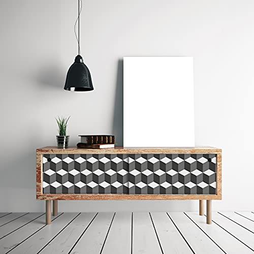 Walplus 3D Cubes Pattern Wall Stickers - 8 Pieces - Removable Self-Adhesive Art for Home Decor