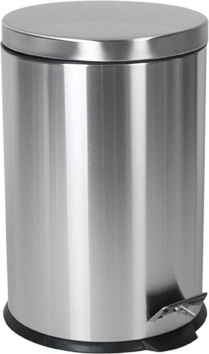 Gerim RVS prullenbak/pedaalemmer met 20 liter inhoud - badkamer/toilet/keuken - Zilver - Formaat 45 x 31 cm