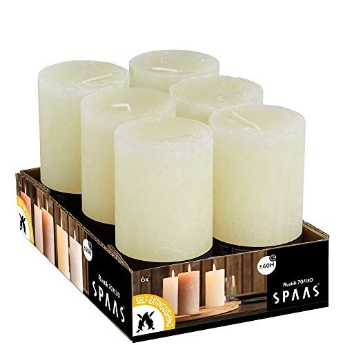 Spaas - Rustieke geurloze cilinderkaarsen - ivoor - 6 stuks