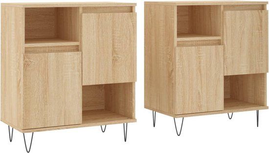 vidaXL Dressoirs 2 st bewerkt hout sonoma eikenkleurig