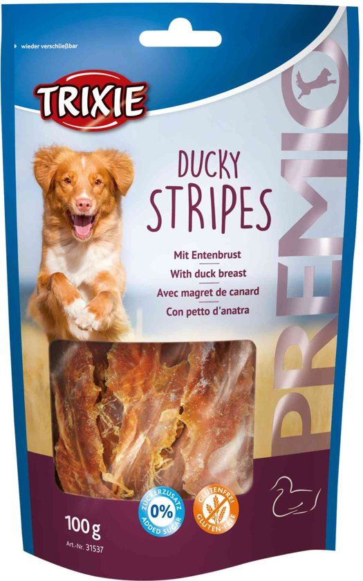 Trixie Dierenartikelen Trixie Ducky Stripes met eendenborst 100 gram