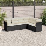 Maison Exclusive - Ensemble de jardin d'extérieur, 6 pièces, avec coussins, noir, en polyrotin