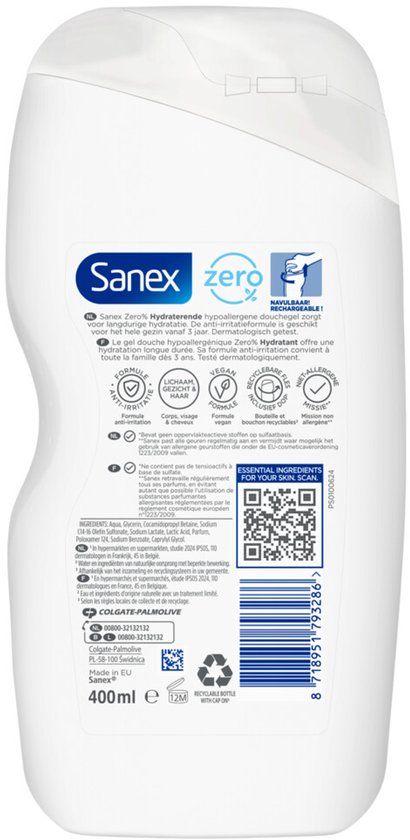 Sanex Douchegel Zero% Hydrating - 400 ml