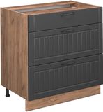 Vicco Fame-Line Keukenonderkast – 80 cm met 3 laden, WB Eik Donkergrijs