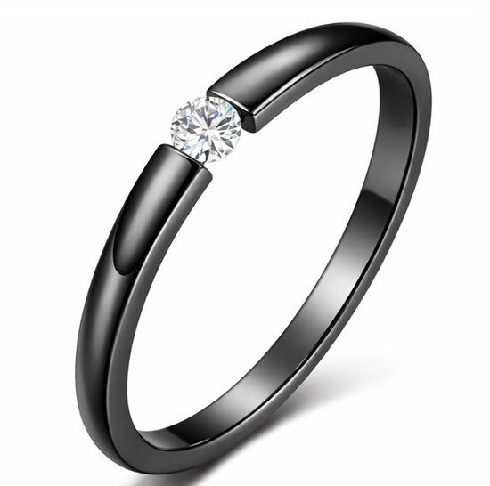 Cilla Jewels edelstaal ring Crystal Black-18mm