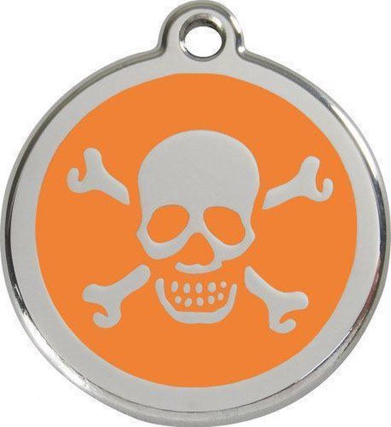 Red Dingo Hondenpenning 38 mm doodshoofd oranje