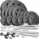 Hop-Sport Halterset 75 kg, lange halterstang 167 cm, curlstang 120 cm, 2 korte halters 45 cm