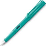 LAMY safari aquamarine vulpen – Vulpen met ergonomische grip & gepolijste stalen penpunt in schrijfdikte EF – Duurzaam ASA-kunststof – Inclusief inktpatroon T 10 blauw – Voor rechtshandigen