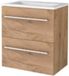 Basic Line Start 39 Badkamermeubelset - Ondiep - 60 x 39 cm - Met Grepen - 2 Lades - Acryl Wastafel - 1 Kraangat - Whisky Oak