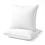 COSYLAND Bedkussen 60 x 60 cm, 2 stuks, bedkussen met 100% katoenen hoes, donsalternatief vulling, zacht en ondersteunend, machinewasbaar slaapkussen met blauwe piping