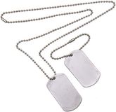 Merkloos / Sans marque Leger thema ketting - 10x - 2 Dogtags - zilver - soldaten/militairen verkleed accessoire