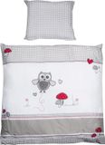 Roba Beddengoed Adam & Owl 80 X 80 Cm Katoen Grijs/wit 2-delig