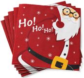 Duni Kerst thema servetten - 20x - kerstman - Ho Ho Ho - 33 x 33 cm - 3 laags
