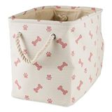 Bone Dry Paw Print Opvouwbare Polyester Huisdier Opbergbak, Rechthoek Klein - 14 x 8 x 9 inch, Poten & Botten Rose